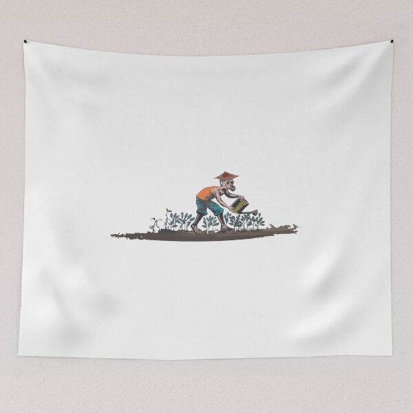 Item preview, farmer watering plants designed and sold by Luhop.