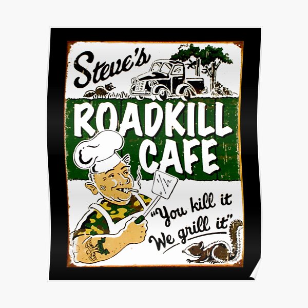 USA Metall Deko Plakat Grill Profi Gastro Garten Steve's Roadkill Cafe 