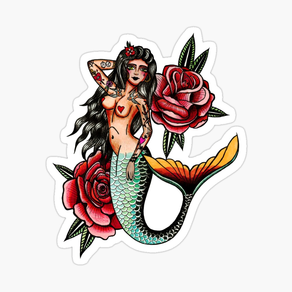 Tatoo Flash  Mermaid tattoos Traditional mermaid tattoos Old tattoos