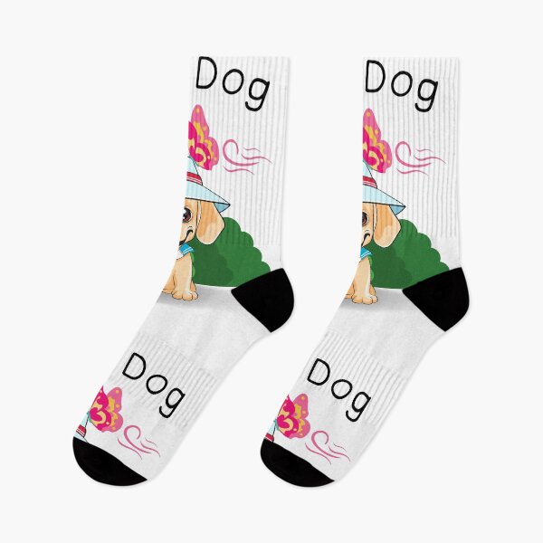 Item preview, Cute Brown Dog With Pink Butterfly Playing Outside designed and sold by kucingmaikan.
