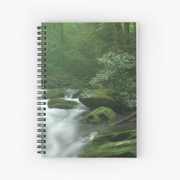 Roaring Fork River Flowing Through Forest In Great Smoky Mountains National Park Spiral Notebook