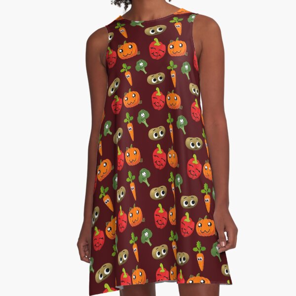 Copy of Kawaii Cute Veggies Sticker Pack A-Line Dress