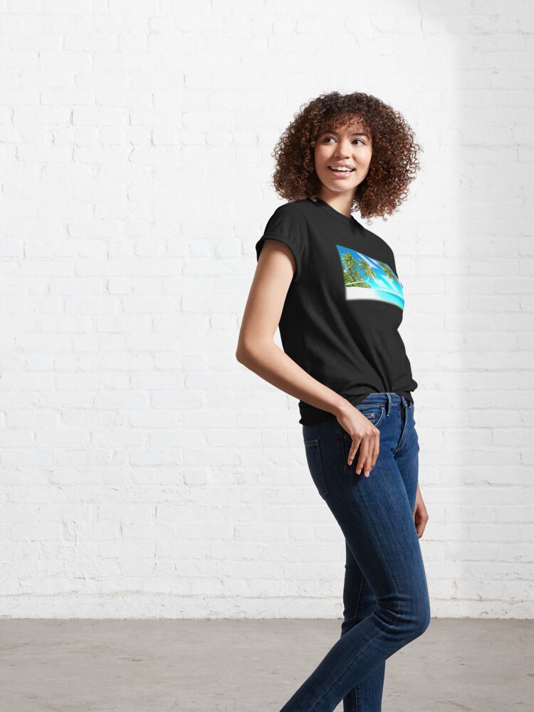 Thumbnail 6 of 7, Classic T-Shirt, Decred Moon Mission Beach © (Design timestamped by https://timestamp.decred.org/) designed and sold by OfficialCryptos.