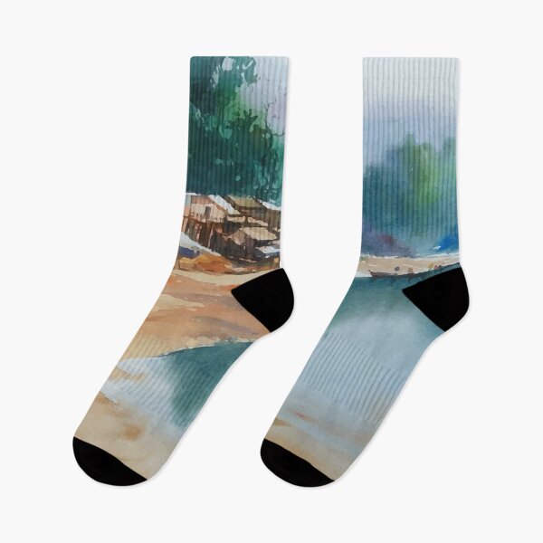 Item preview, Watercolor Riverbank Painting designed and sold by Vector Scout Lab.