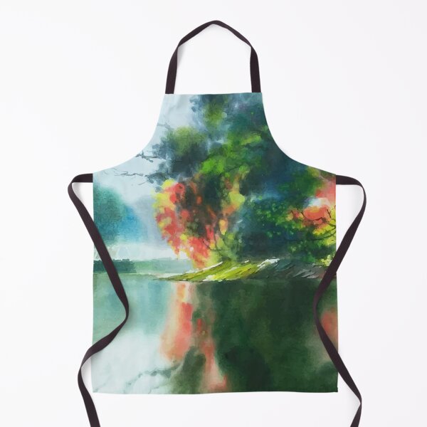 Item preview, Watercolor River Landscape Painting designed and sold by Vector Scout Lab.