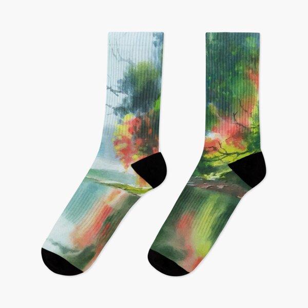 Item preview, Watercolor River Landscape Painting designed and sold by Vector Scout Lab.