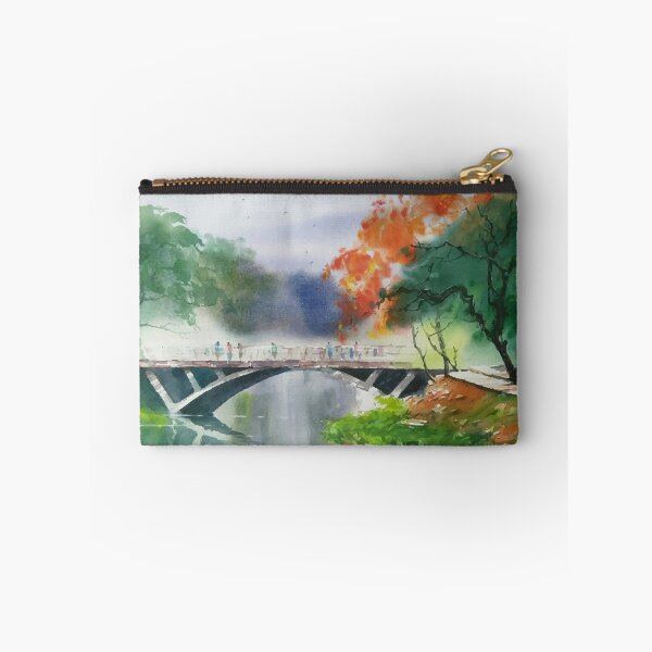 Item preview, Beautiful Lake And Bridge Watercolor Landscape designed and sold by Vector Scout Lab.