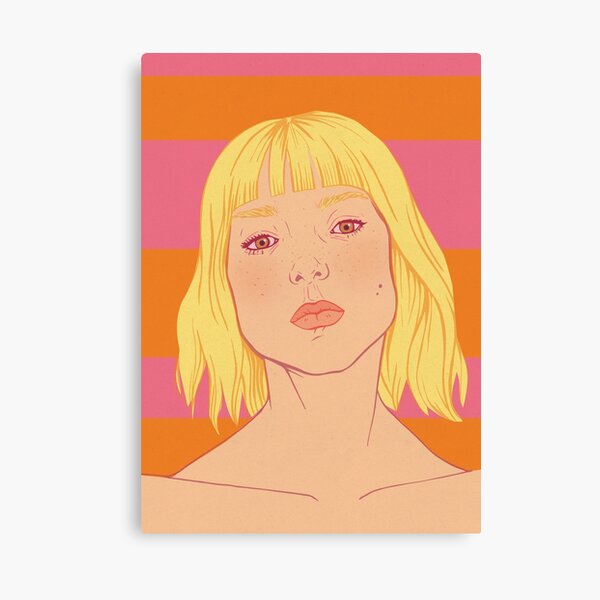 Fashion; Blonde Girl & Stripes Canvas Print