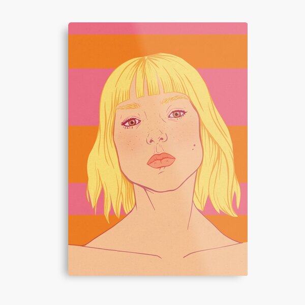 Fashion; Blonde Girl & Stripes Metal Print