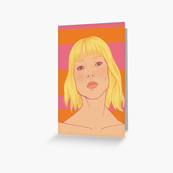 Fashion; Blonde Girl & Stripes Greeting Card
