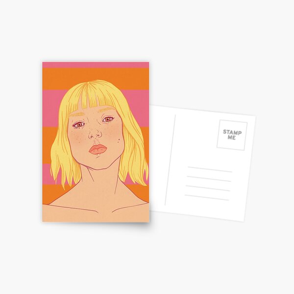 Fashion; Blonde Girl & Stripes Postcard