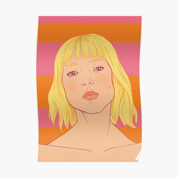 Fashion; Blonde Girl & Stripes Poster