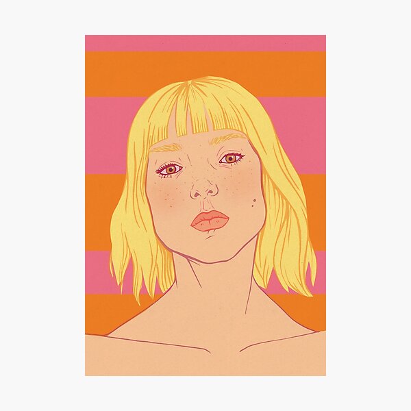 Fashion; Blonde Girl & Stripes Photographic Print
