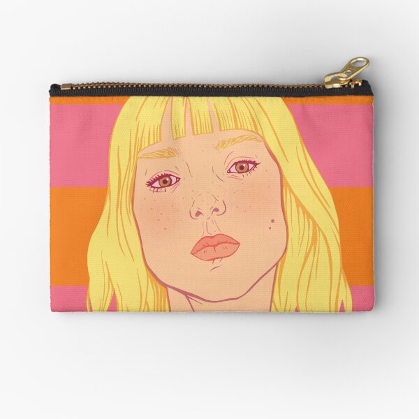 Fashion; Blonde Girl & Stripes Zipper Pouch