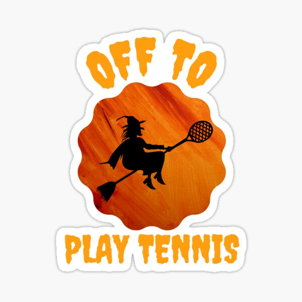Halloween Witch Off to Play Tennis Sticker