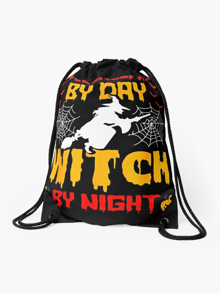 Thumbnail 1 of 3, Drawstring Bag, Housekeeping By Day Witch By Night Housekeeping Halloween designed and sold by NATHONMALLIE.