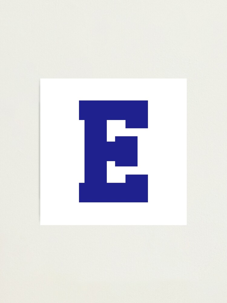 alphabet blue e sports letter e photographic print for sale by thecultstuff redbubble