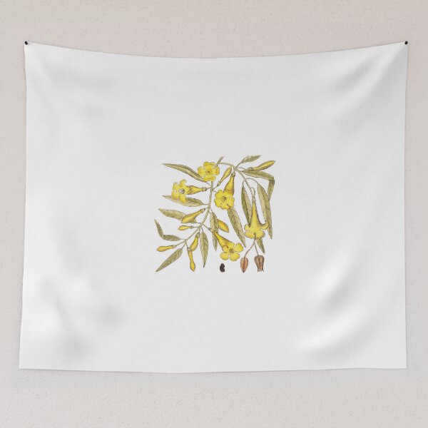 Item preview, Vintage yellow jasmine jessamine (Gelsemium sempervirens) twining tropical vine and witch-hazel designed and sold by wackodesign.