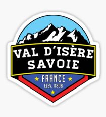 Val d'Isere France Skiing SAVOIE TARENTAISE VALLEY Ski Snowboard Mountain Silhouette Skis 2 Sticker