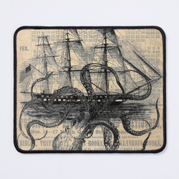Item preview, Octopus Kraken attacking Ship Antique Almanac Paper designed and sold by susannartinez.