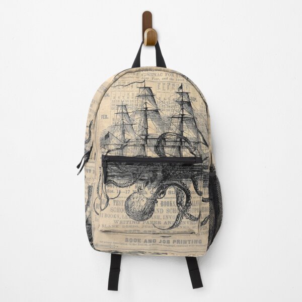Item preview, Octopus Kraken attacking Ship Antique Almanac Paper designed and sold by susannartinez.