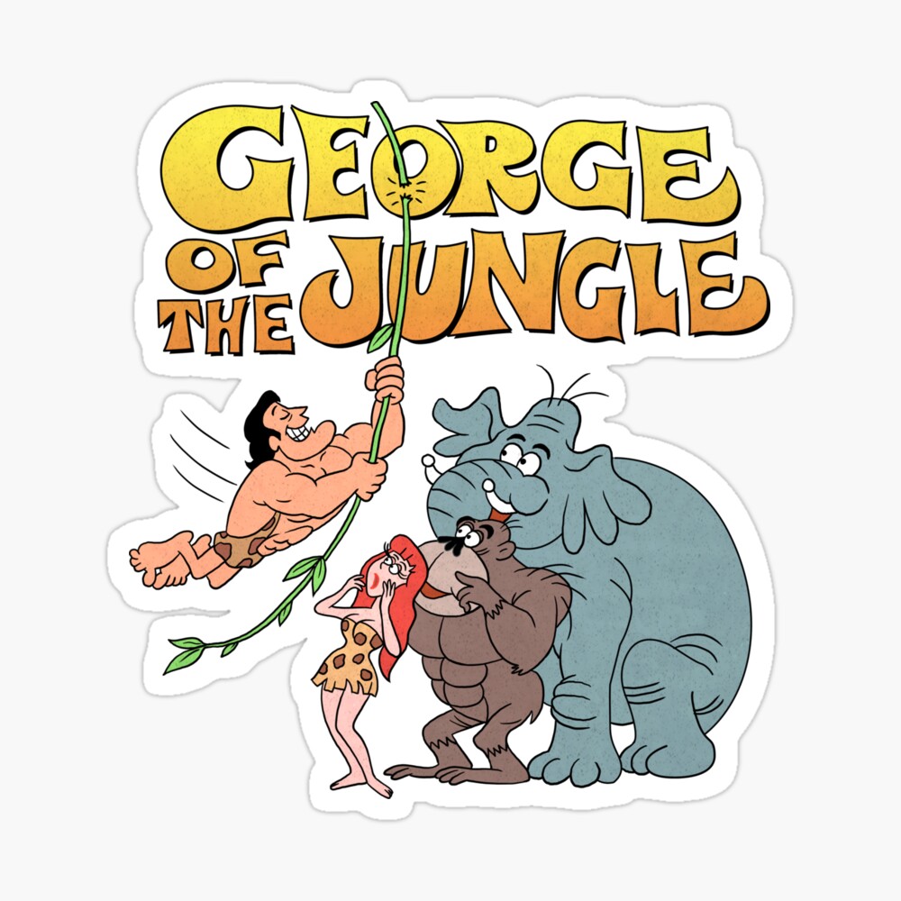 George De La Jungle Dessin Anime Impression photo « Hommage à Jay Ward George des personnages de la jungle  », par StrangeNotions | Redbubble