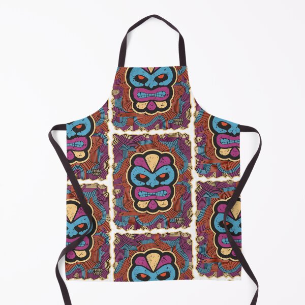 Item preview, Tiki Mask Hawaii Linocut Style colorful designed and sold by TribesVibes.