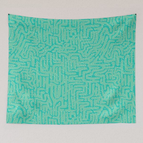 Item preview, Doodle Squiggle Line, Blue and Teal designed and sold by Miranda Benson.