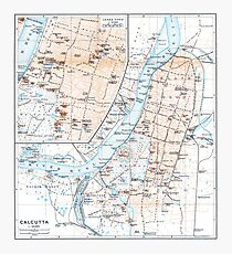 Vintage Map of Calcutta India (1914) Photographic Print