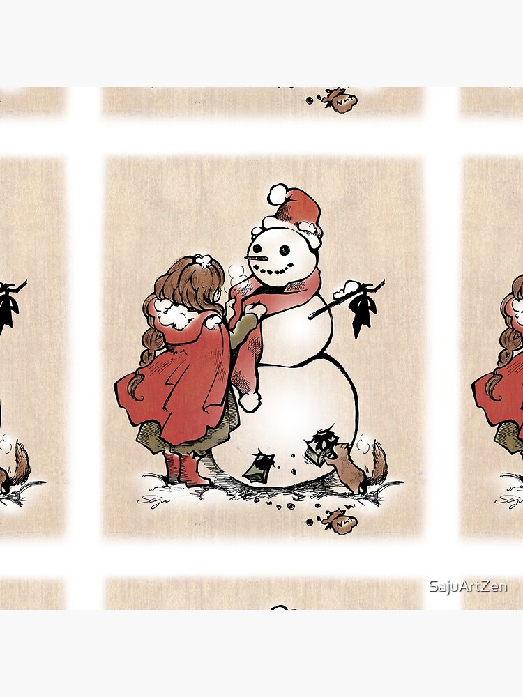 Thumbnail 2 of 2, Tote Bag, Winter Friends - Christmas, heart warming, snow man, gift from squirrel designed and sold by SajuArtZen.