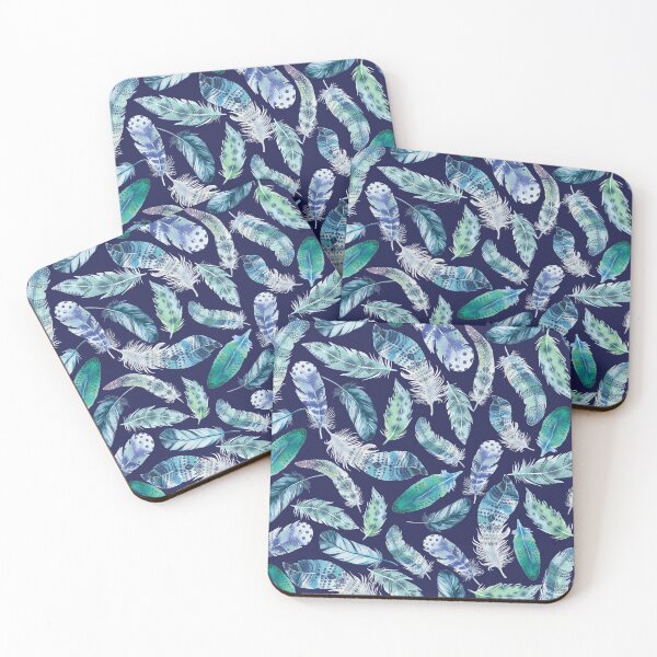 Item preview, Boho Feathers Blue And Green Watercolor designed and sold by Primroaddesigns.