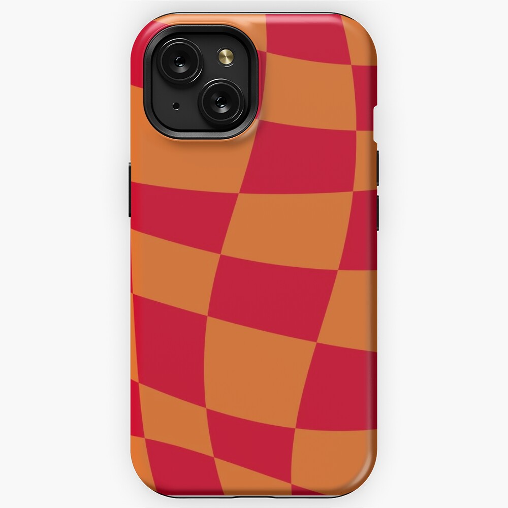 Light Blue Wavy Checkered Phone Case Retro iPhone 14 Case 