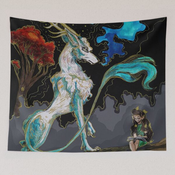 Item preview, Wolf King and Elf Girl With Autumn Tree designed and sold by Brooksie Fontaine.