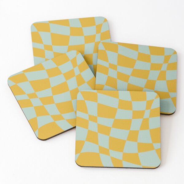 Item preview, Gold Yellow and Opal Gray Green Wavy Checkerboard  designed and sold by likebakerdo.