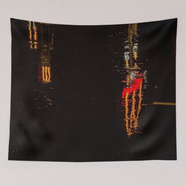 Item preview, Distorted reflection of a McDonalds sign in puddles at night designed and sold by James-Cole.