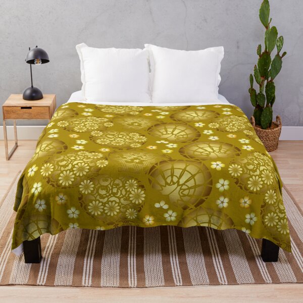 Item preview, Japanese Pattern WAGARA of Hollyhock and Sakura Gold flowers Design designed and sold by monodesigns.
