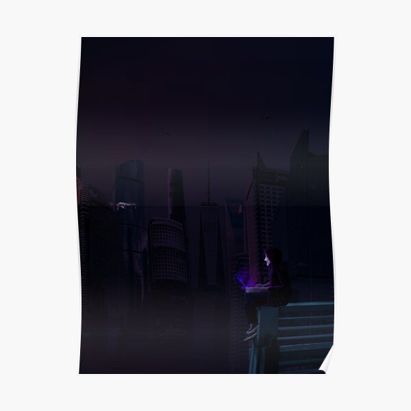 Hacker attack - City in search of light Poster