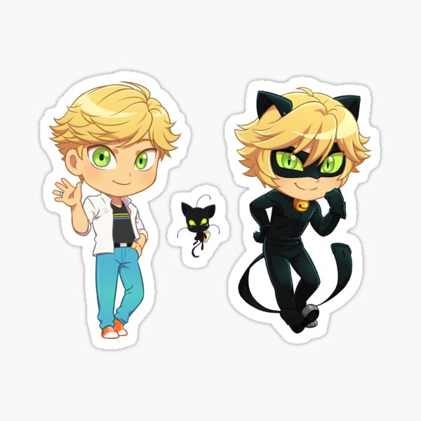 Chibi Adrien + Plagg + Chat Noir Sticker Set Sticker