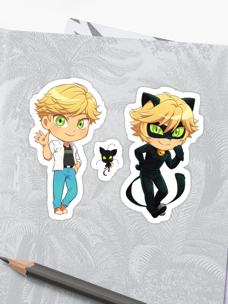 Chibi Adrien Plagg Chat Noir Sticker Set Sticker