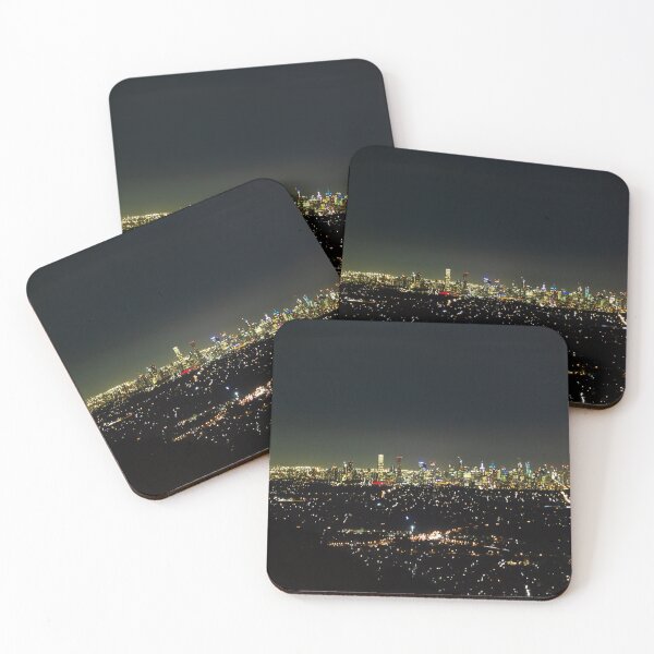 Item preview, Aerial shot of glowing lights of Melbourne City and suburban sprawl at night designed and sold by James-Cole.