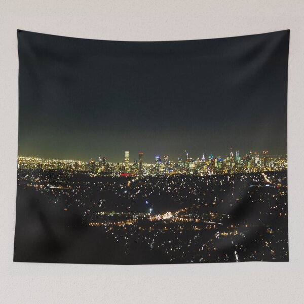 Item preview, Aerial shot of glowing lights of Melbourne City and suburban sprawl at night designed and sold by James-Cole.