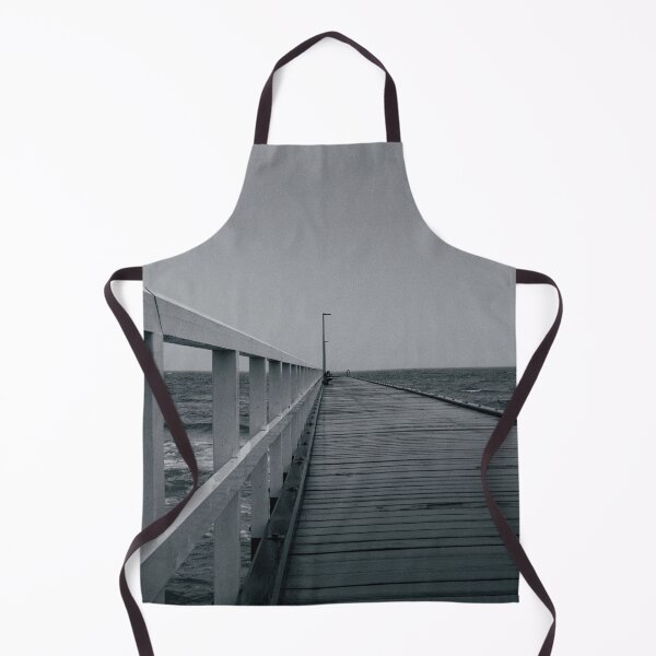 Item preview, A lonely desolate pier juts out to a moody sea on a sombre rainy day in Black and White designed and sold by James-Cole.