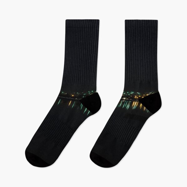 Item preview, Nighttime street lights reflecting blurry streaks along the waterfront of Lake Wendouree in Ballarat designed and sold by James-Cole.