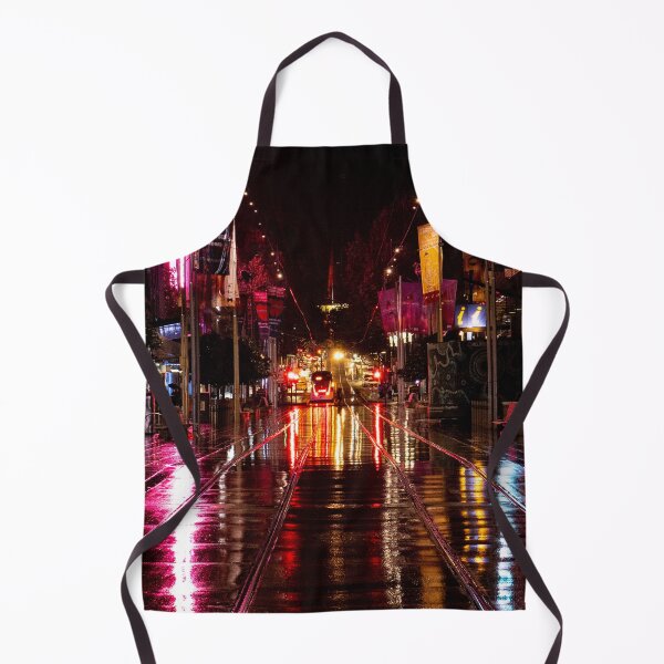 Item preview, Melbourne City Bourke street mall tramlines on a wet night full of blurry reflections designed and sold by James-Cole.