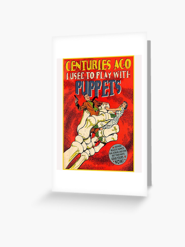 Carte de vœux for Sale avec l'œuvre « Affiche d'horreur rétro de  marionnettes humaines vintage cadeau de joueur de marionnettes de squelette  d'Halloween » de l'artiste TheAplus