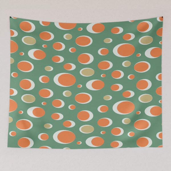 Item preview, Mid Century Mod Orange Bubbles on Sage Air designed and sold by FrancesPoff.