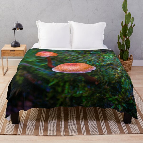 Item preview, Tiny Orange mushroom growing from a wet mossy bed on an old tree branch designed and sold by James-Cole.