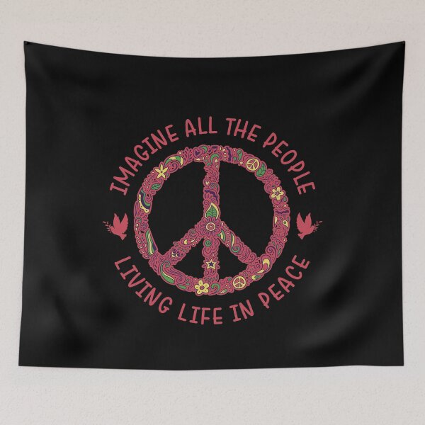 Item preview, Imagine All The People Living Life In Peace Motivation Quotes by John Lennon - Red designed and sold by CataRedBubble.
