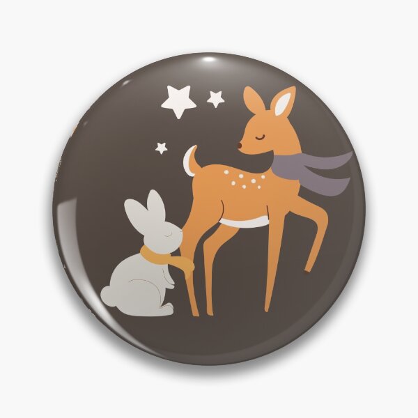 Item preview, Autumn friends - bunny and deer with brown floral pattern designed and sold by FunnyChameleon.