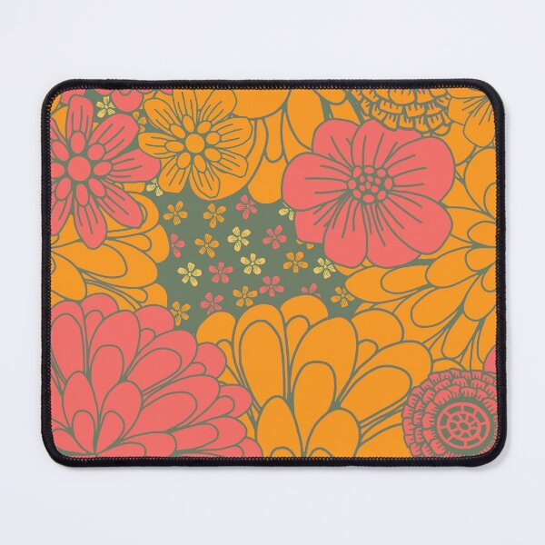 Item preview, Orange and red floral pattern on a dark background designed and sold by Julie Owen.